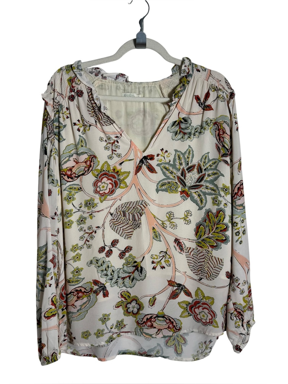 Spartina 449 Floral Boho Peasant Blouse Top Size Large